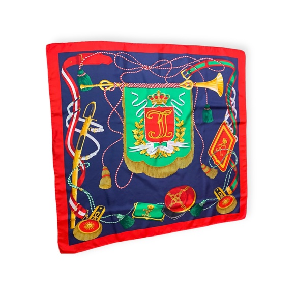 CELINE RED AND NAVY REVOLUTION FRANCAISE SCARF - Picture 4 of 6